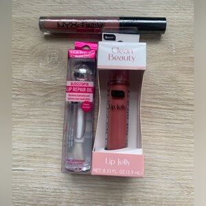 Lip Bundle- Set of 3- NYX Lip Stain, Hard Candy Repair Gloss & b Pure Lip Jelly